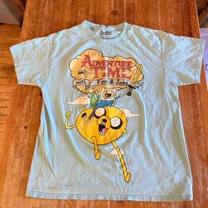 Adventure Time “Finn & Jake” Graphic Tee Light Blue — Size L